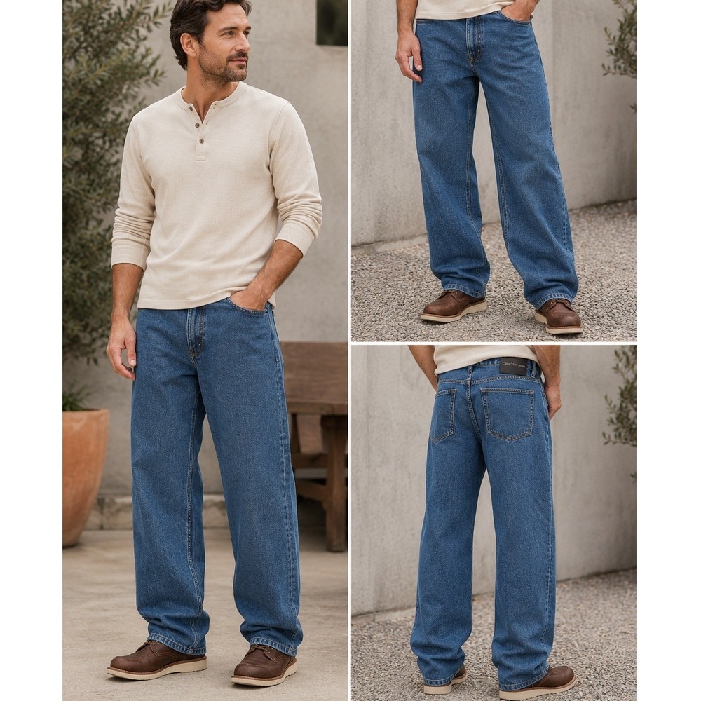 Jos. A. Bank Travelers Collection Mens 38x30 Blue Straight Leg Stretch Jeans